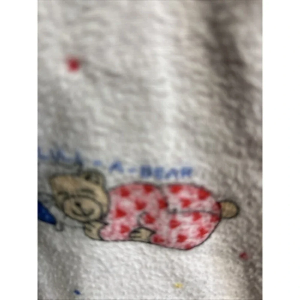 VTG Patchwork Baby Country Core Cottage Teddy Bear Handmade Tied Quilt Red White